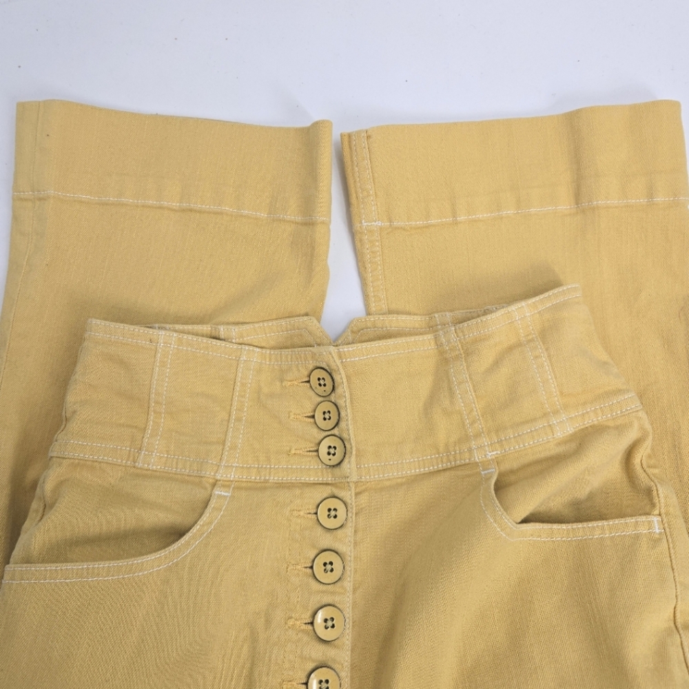 Ulla Johnson Jeans Lou Mustard Button Fly Flare - Picture 14 of 16